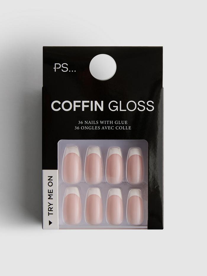 Faux ongles ballerine brillants French manucure PS...