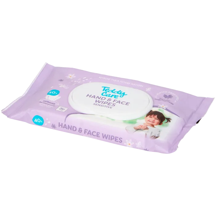 Lingettes nettoyantes mains et visage Teddy Care Sensitive