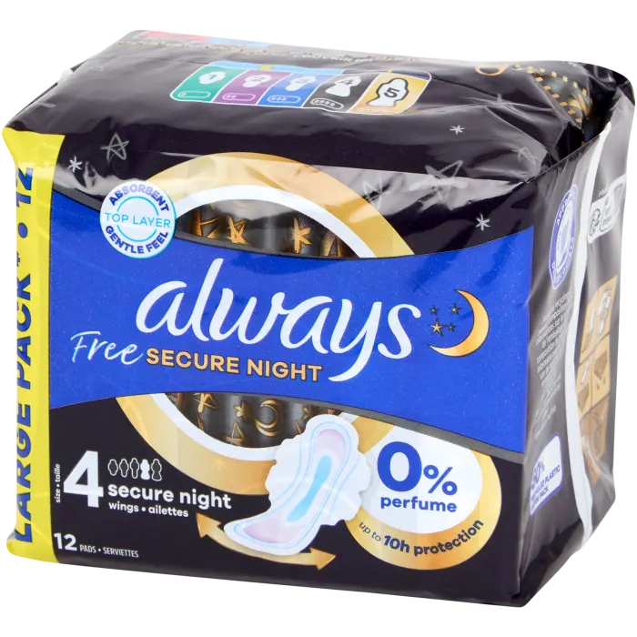 Serviettes hygiéniques Always Free Secure Night