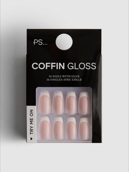 Faux ongles ballerine brillants French manucure PS...