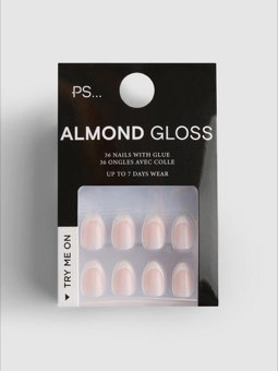 Faux ongles brillants French manucure en amande PS...